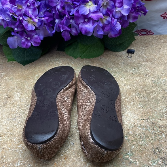 Tory Burch Reva Coconut Brown Stingray Leather Ballet Flats SZ 7 B - Picture 5 of 7